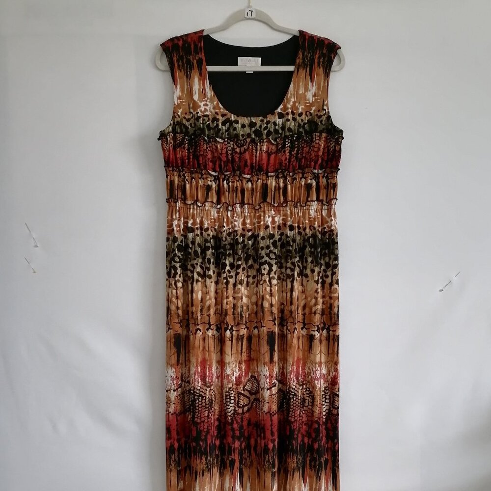 Roz & Ali Women's Multicolor Sleeveless Ruffled Animal Print Maxi Dress Size 12